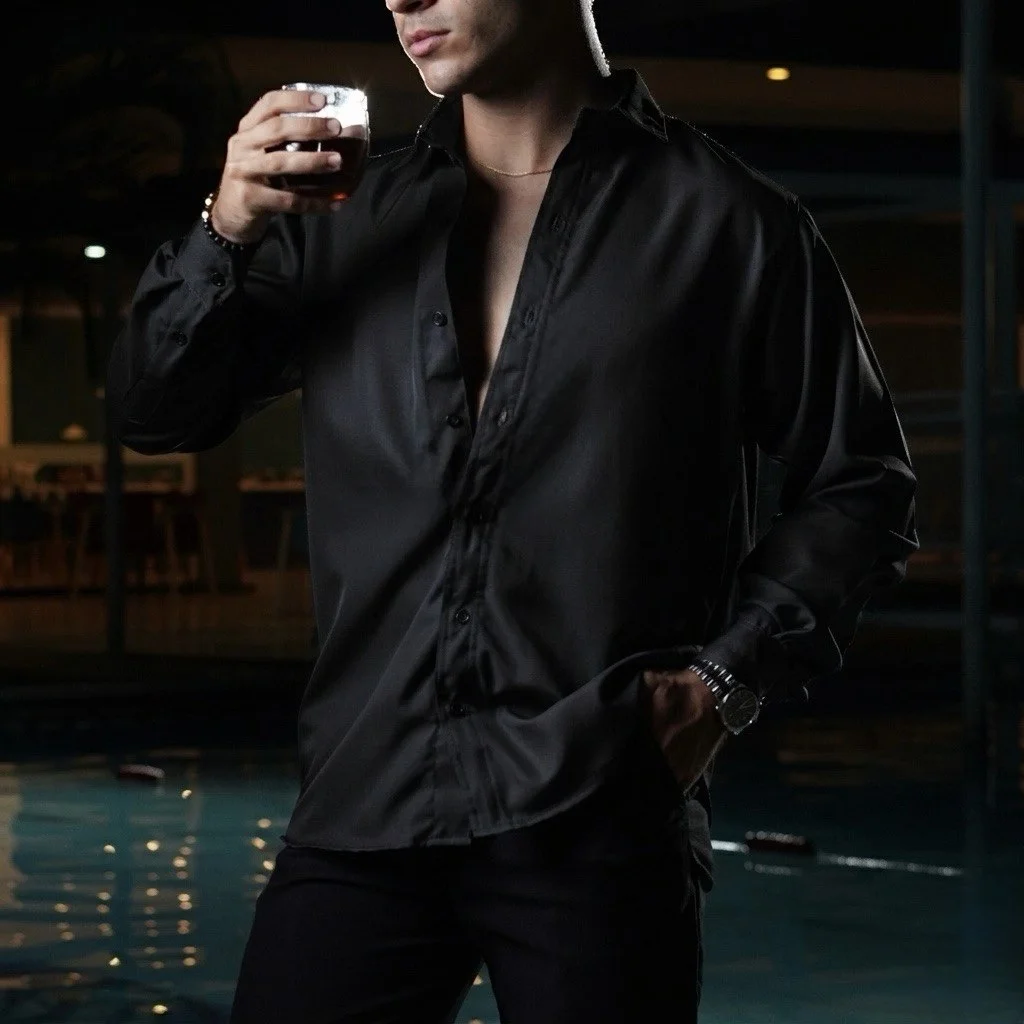 New Camisa Manga Larga Noruega Collection Black Night