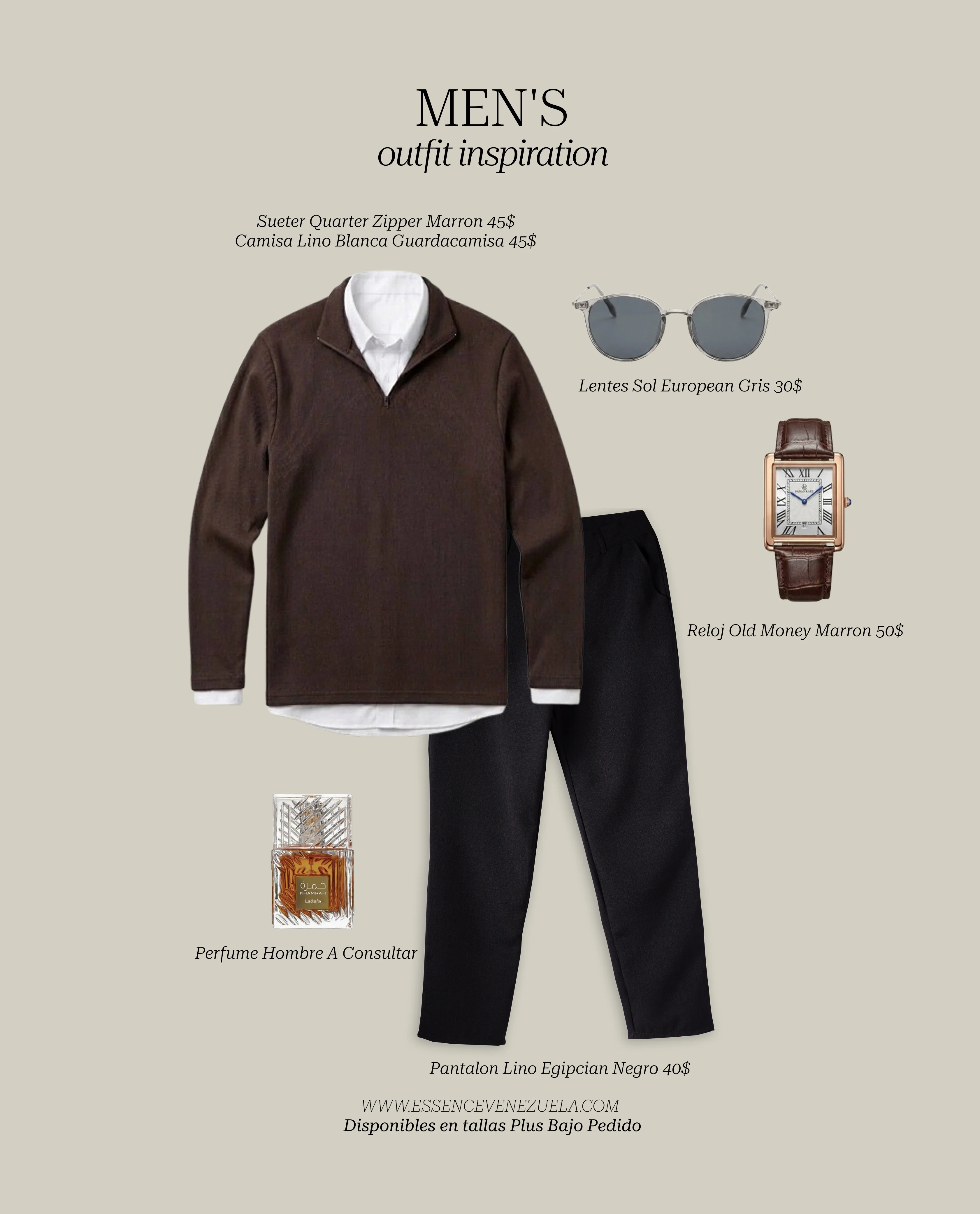 Outfit Inspiration Sueter Quarter Zipper Marron