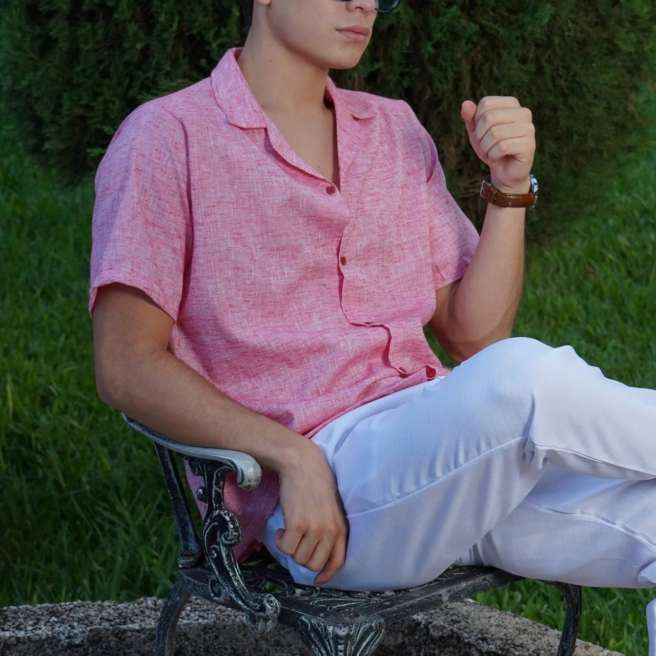 Camisa Lino New Italian Collection Coral